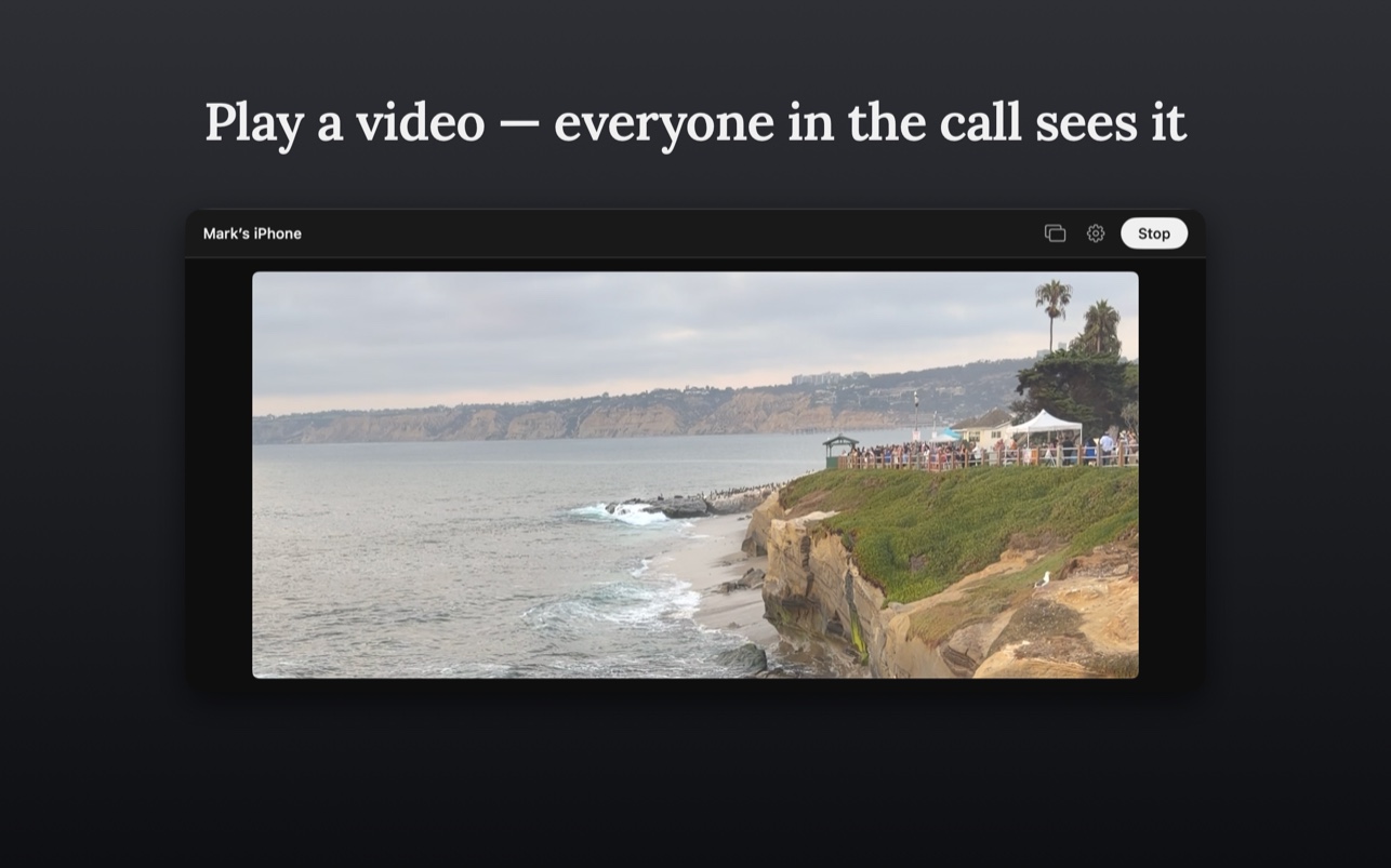 A video playing on the phone, mirrored full width in the DeckMirror window